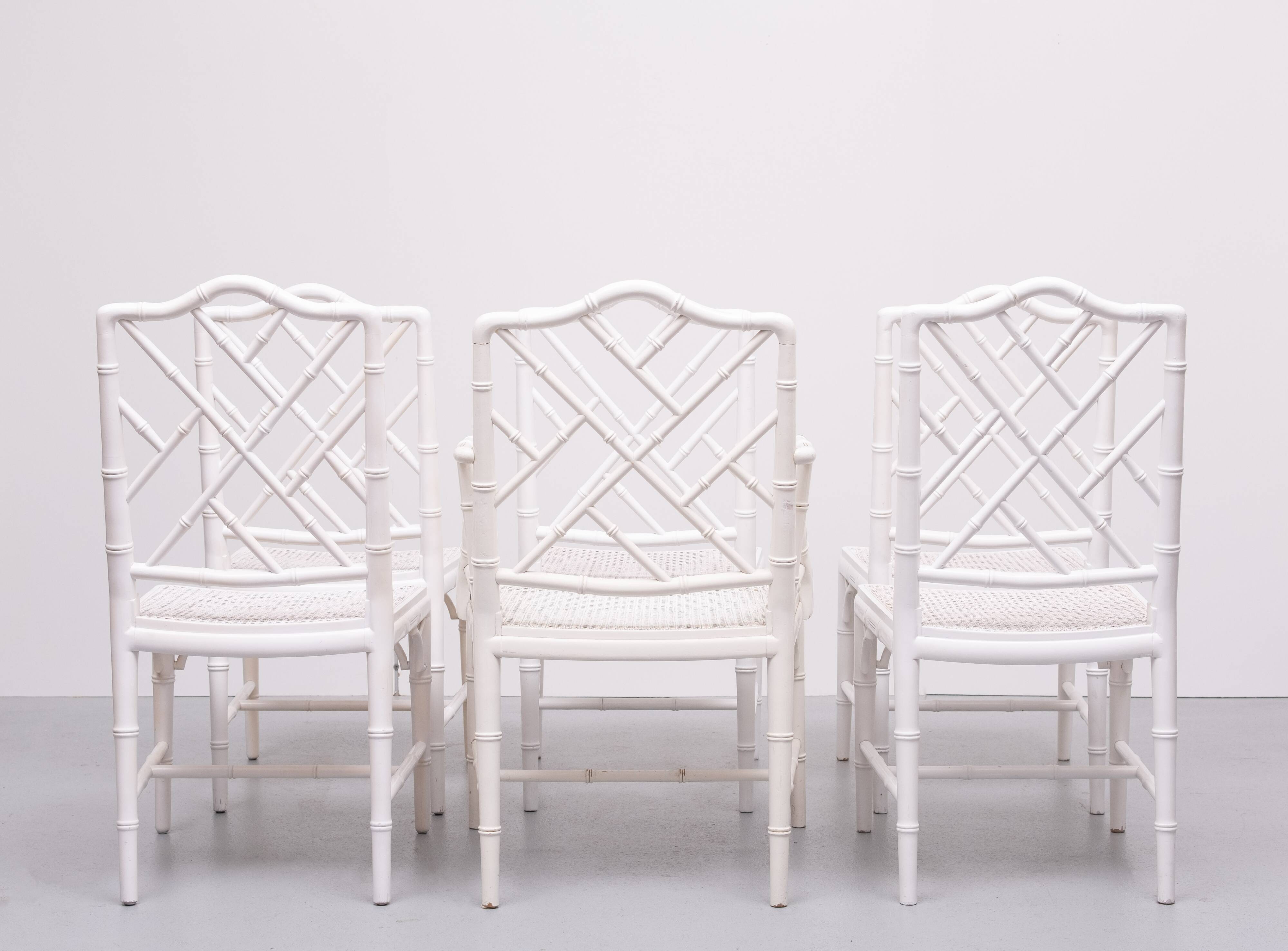 Chinese Chippendale Faux Bamboo Dining chairs set of 6