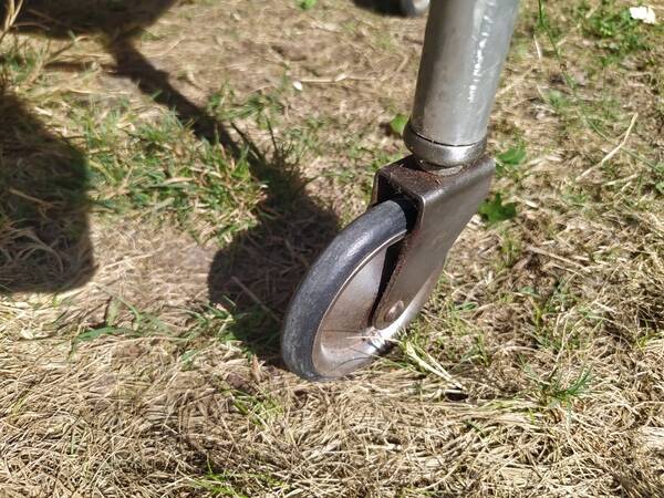 Modernist aluminum trolley with mirrored tops