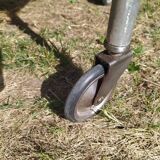 Modernist aluminum trolley with mirrored tops