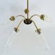 Old 5-branch chandelier, brass and glass tulips, vintage light fixture