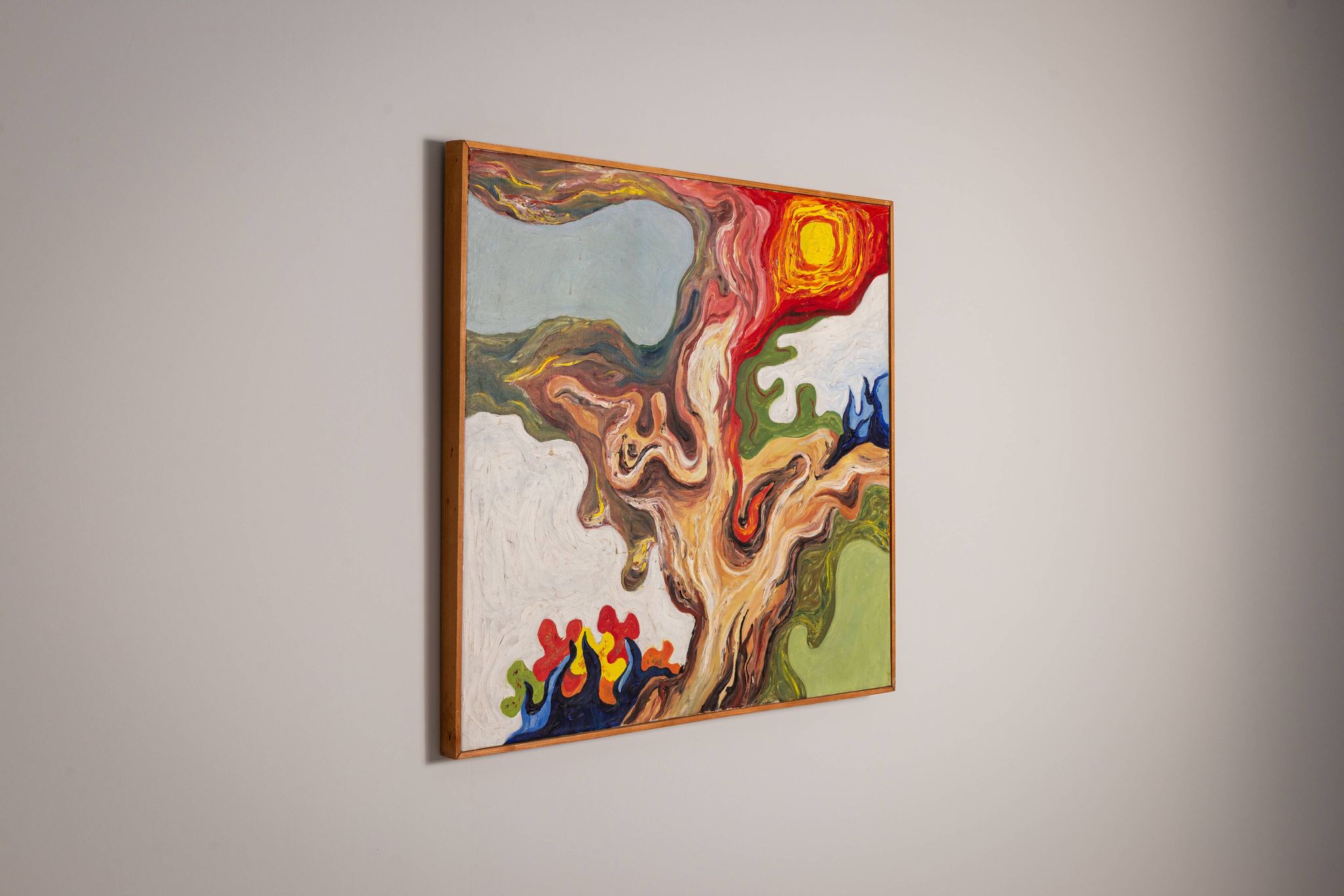 Peinture abstraite d'une figure au soleil