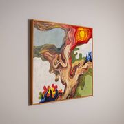 Peinture abstraite d'une figure au soleil