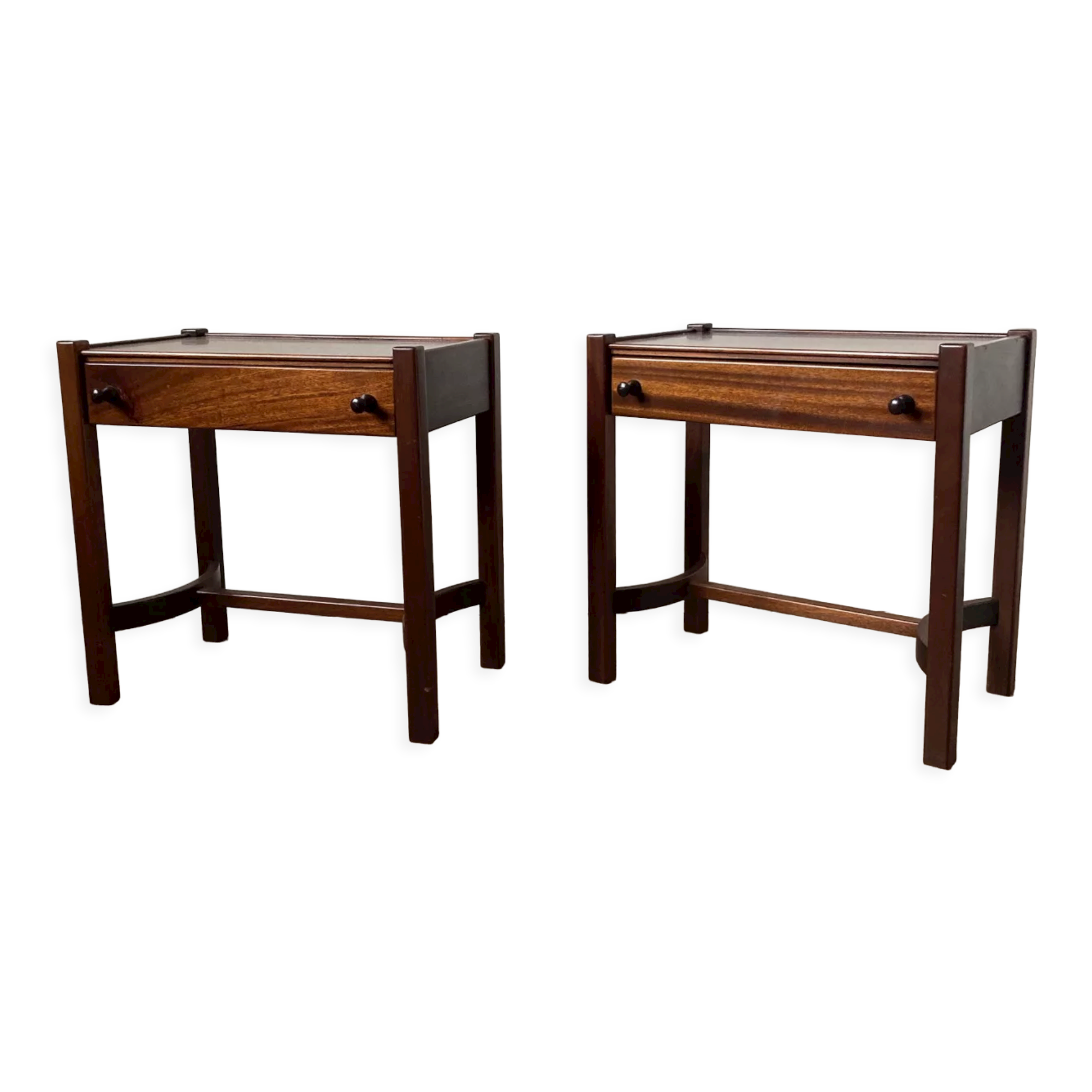 Pair of walnut bedside tables