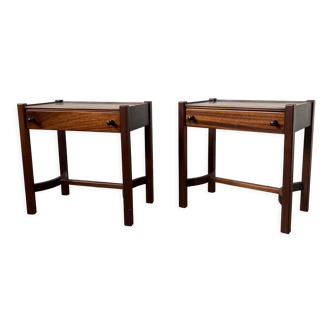 Pair of walnut bedside tables