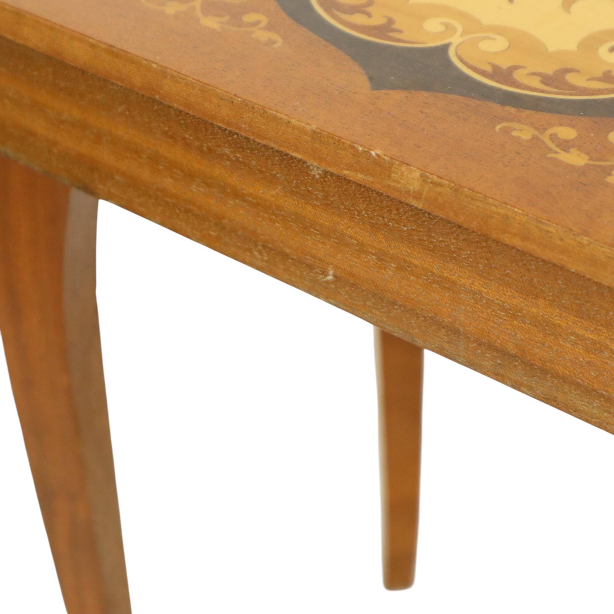 Italian Music Box Wooden Table Sorrento Sankyo