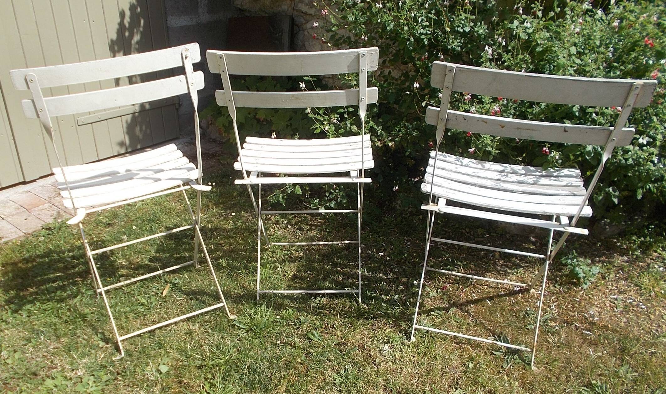 Set of 3 folding garden chairs