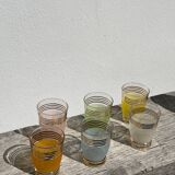 6 multicolored and gold glasses 1950