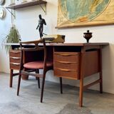 Freestanding teak desk, Denmark 60s/70s, vintage, mid-c mode