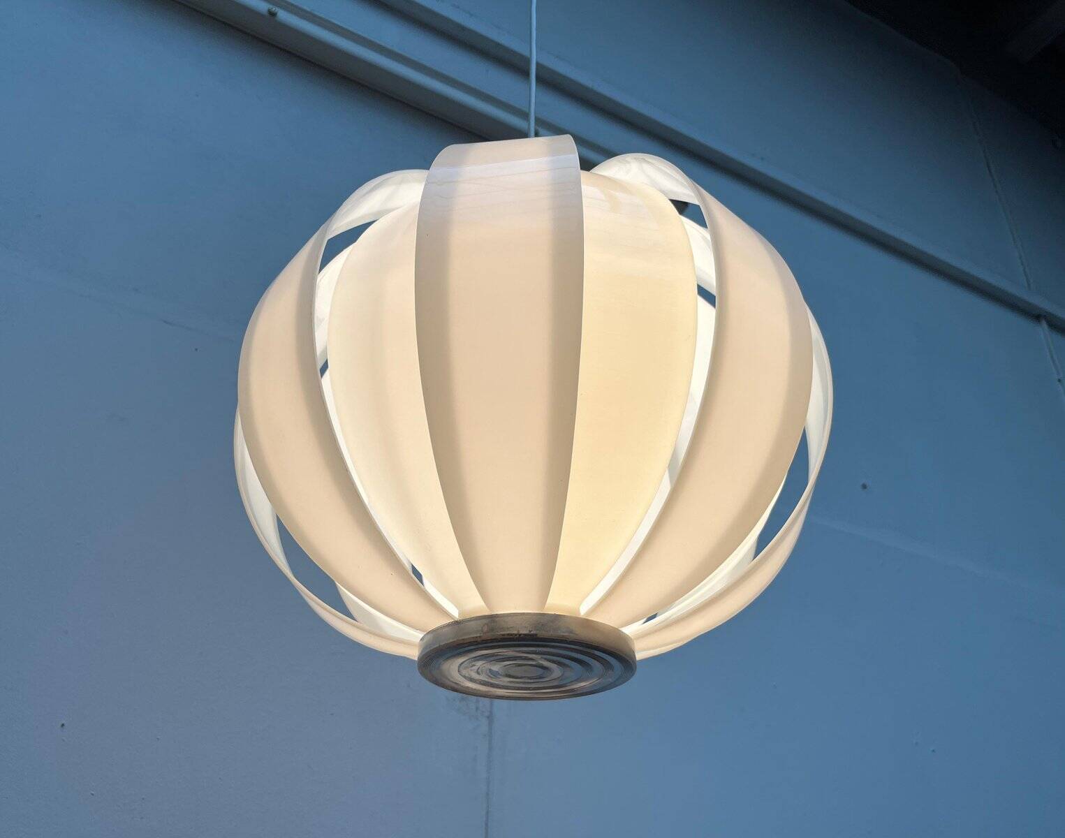 Mid-century space age lamellaire moon pendant lamp from the 1960s.