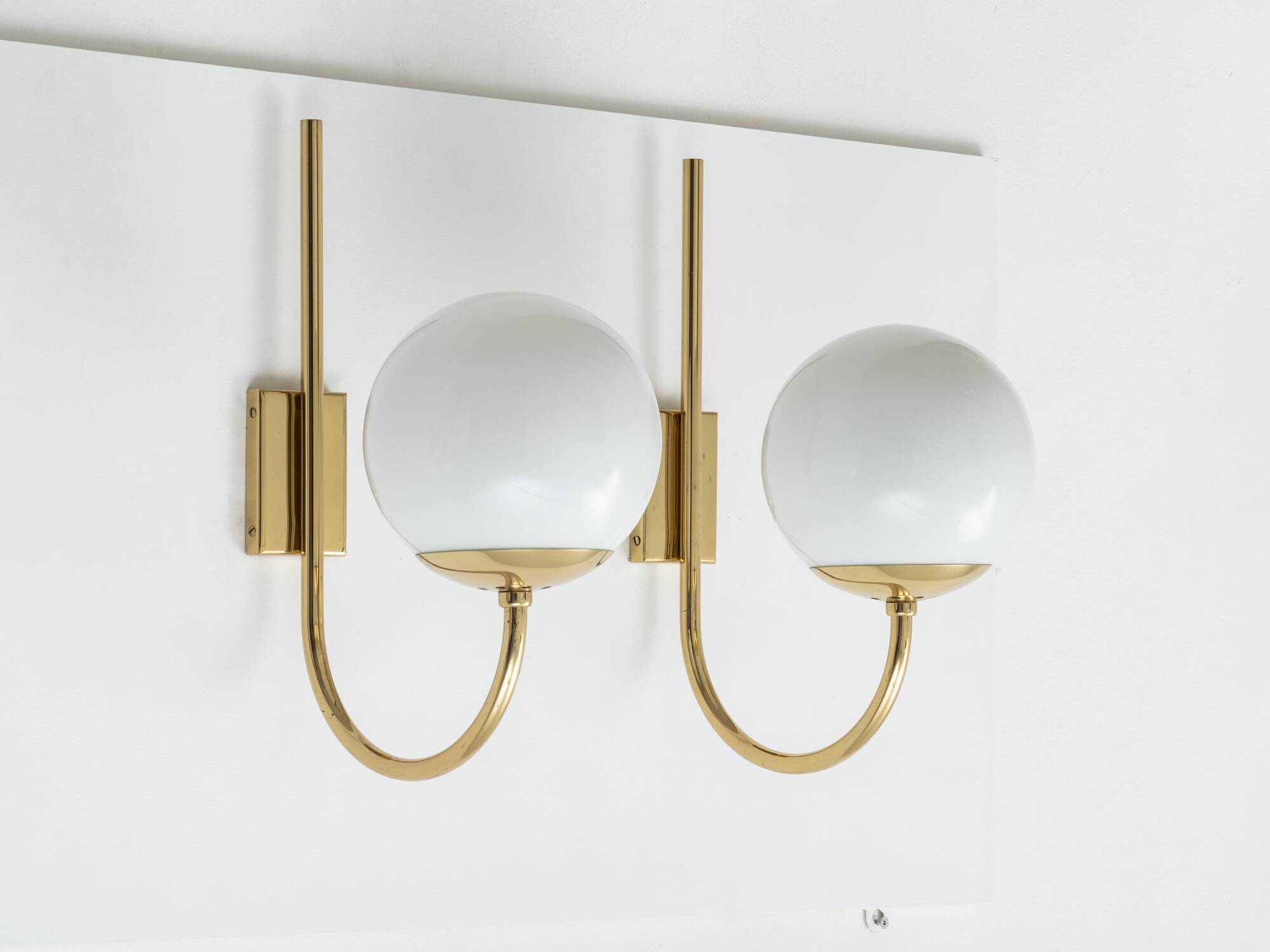 Pair of mod. "b458" brass wall lamps by Candle, 1970s