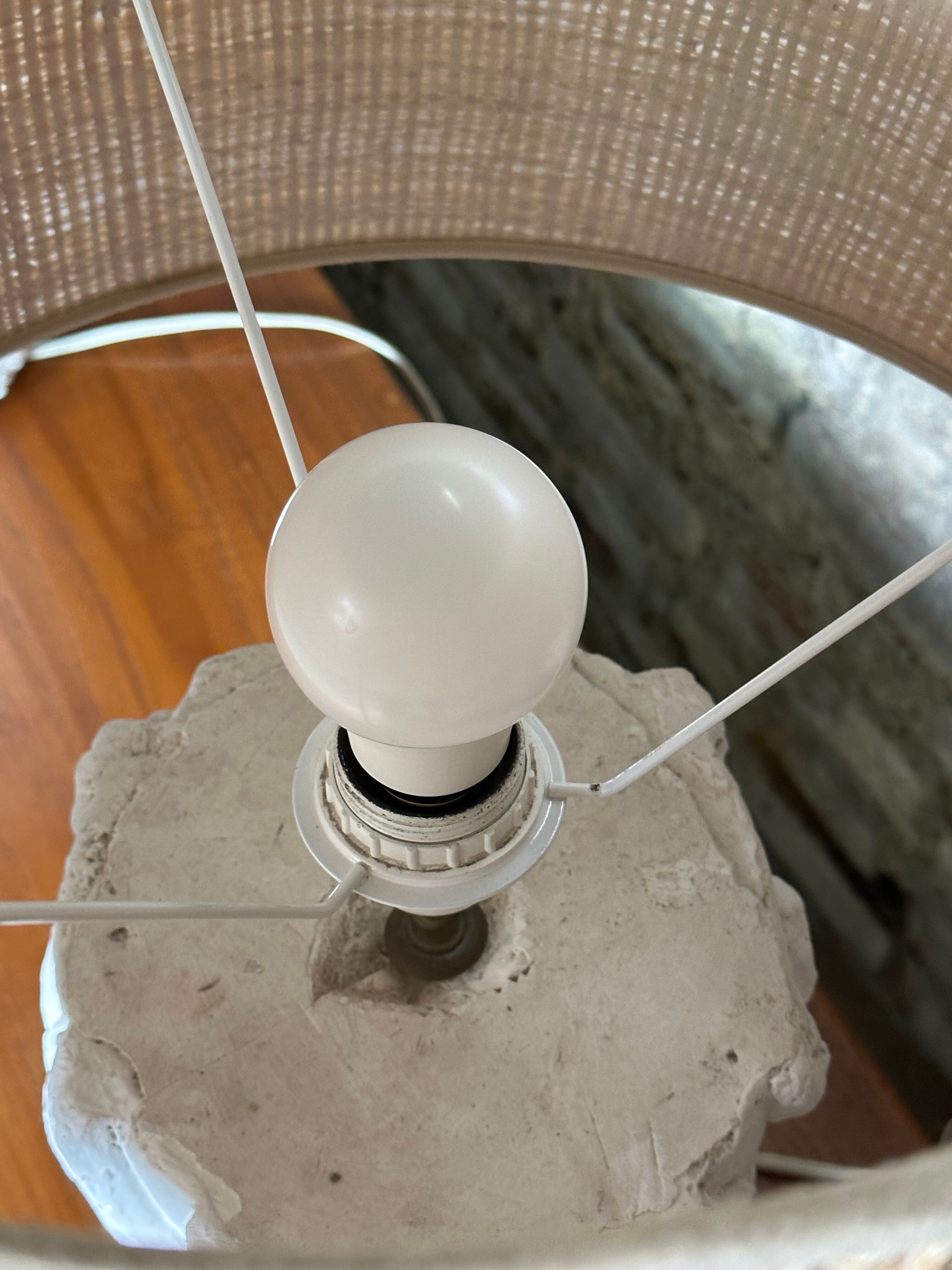 Lamps (set of 2) vintage 80'S in plaster and rattan lampshade