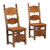 Pair of Baroque chairs in walnut - Italy 18th century