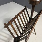 French vintage beech magazine rack, 1960s