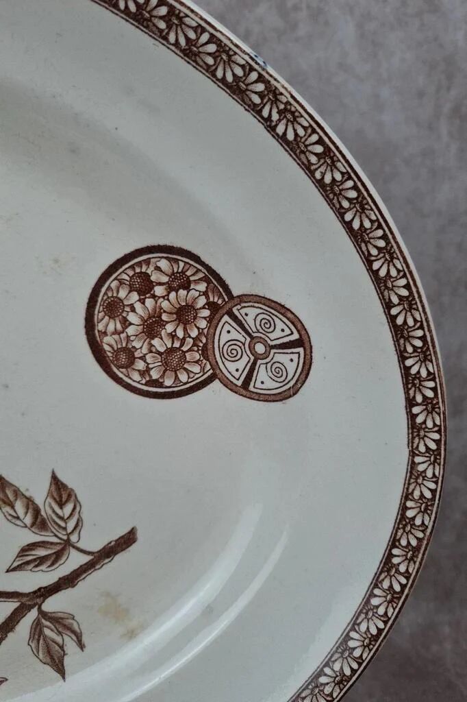 Large antique oval dish 🌿 Ironstone – Grand Dépôt Paris – 19th century