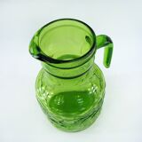 Green molded glass pitcher - Bormioli Fidenza made in Italy - vintage 60's