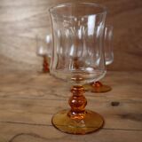 6 verres à eau pied ambré Luminarc "Antique"