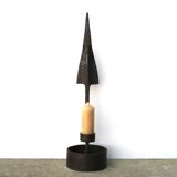 Impressive wrought iron candlestick by Leopold Gest, 1950s.