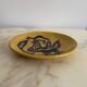 Terracotta plate by Jean Lurçat decorated with a rooster on a yellow background