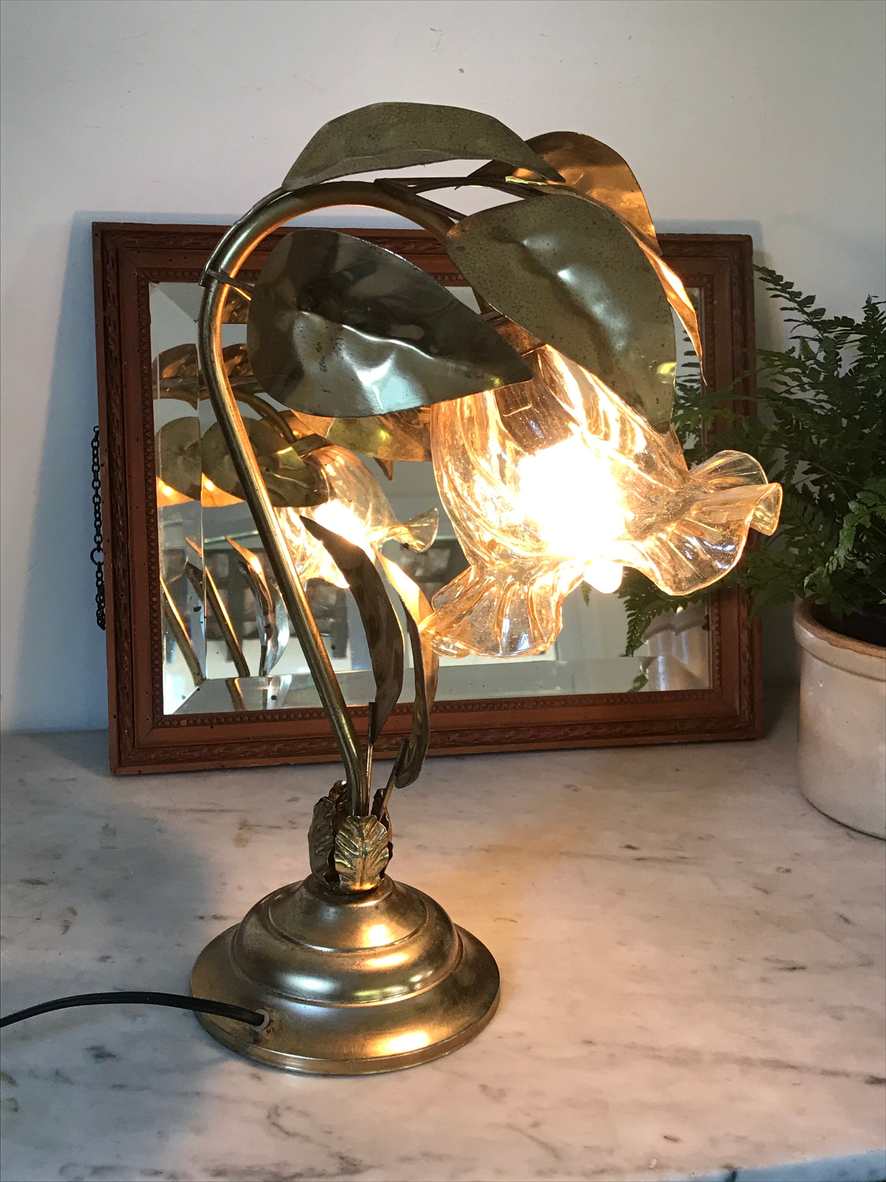Lamp golden leaves 70s