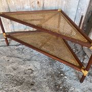 Table Basse Triangulaire Bambou Rotin + Plateaux Cannées Modèle Unique