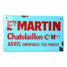 Enameled plaque “ets martin, chatelaillon, charente maritimes”