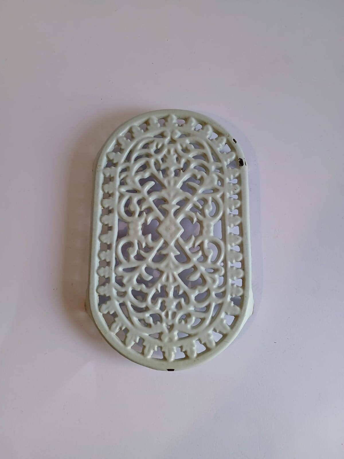 Vintage White Cast Iron Trivet
