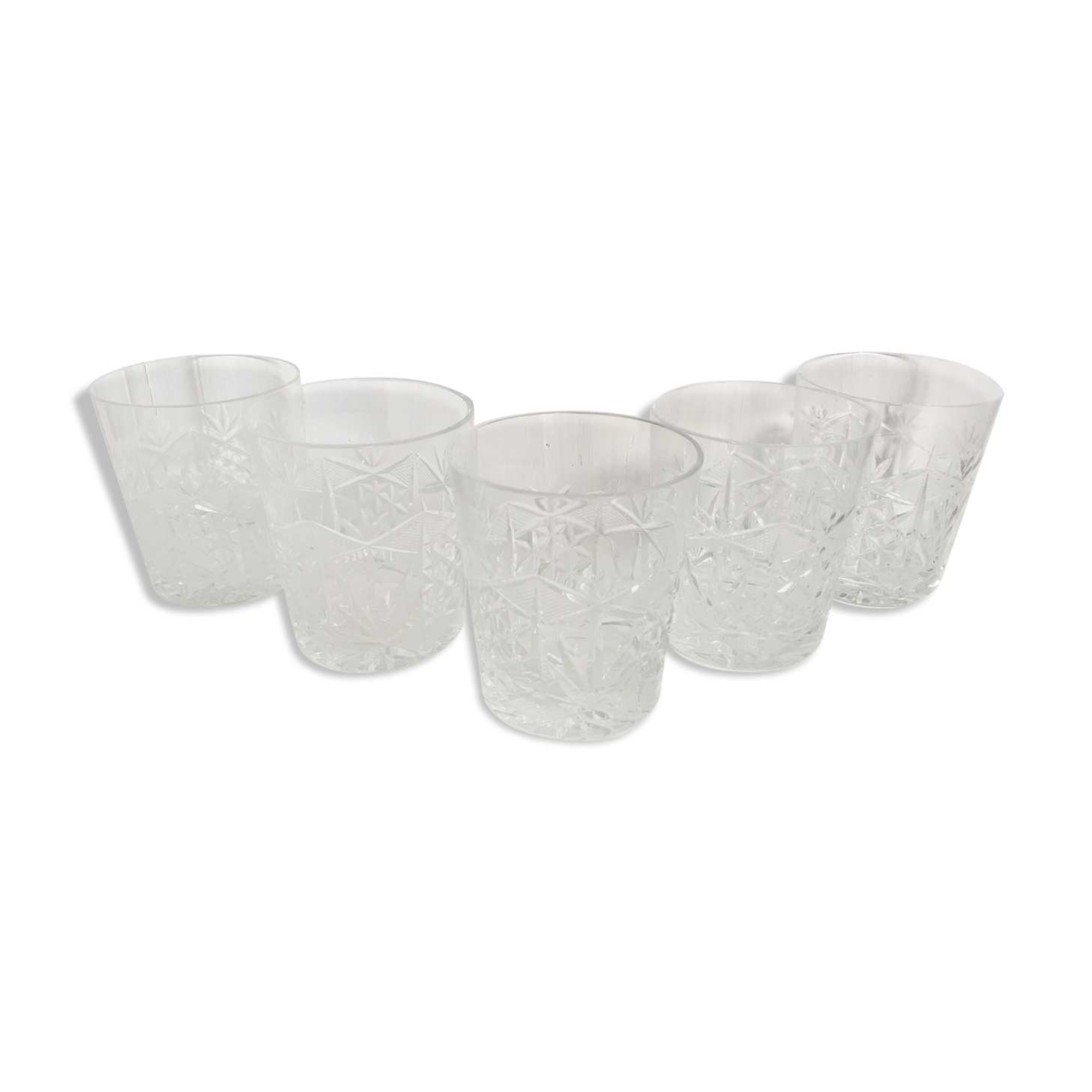 Set of 5 crystal whiskey glasses