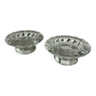 Set of 2 molded glass candle holders Made in France