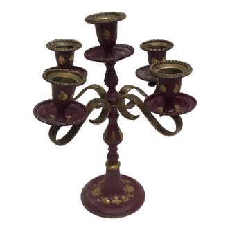 Bougeoir chandelier en bronze à cinq bras