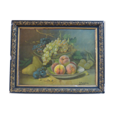 Oil on canvas still life with fruit by J. Rubel
