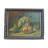 Huile sur toile nature morte aux fruits signée J. Rubel