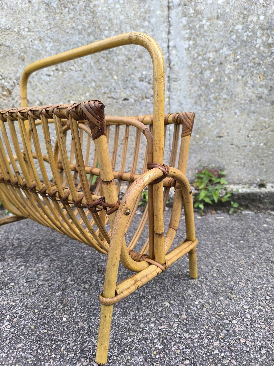 Rattan magazine rack 1960