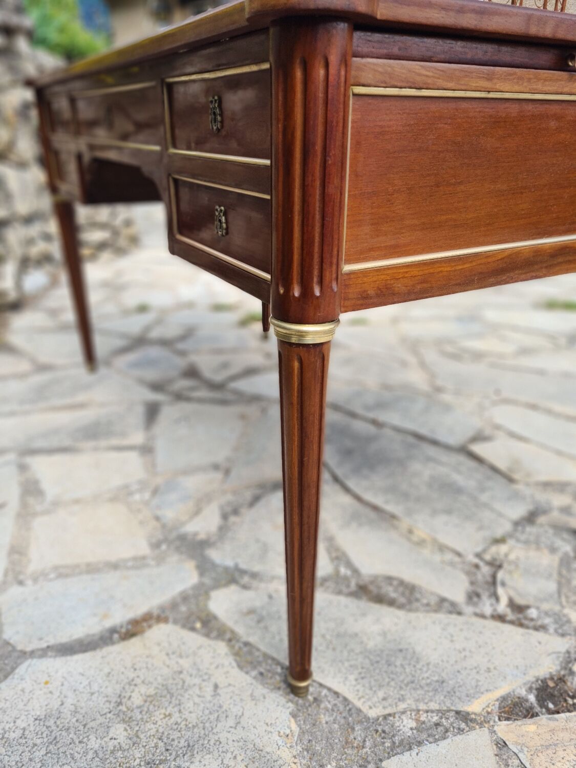 Double-sided mahogany flat desk in louis xvi style
