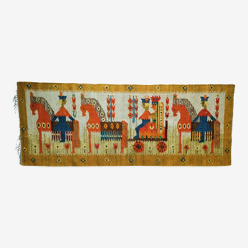 Wall tapestry kilim wool folkart 70s  214 cm