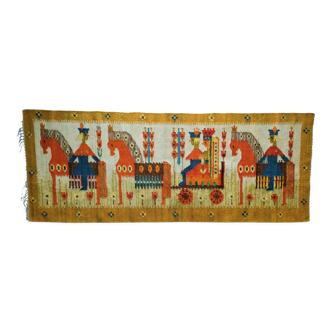 Wall tapestry kilim wool folkart 70s  214 cm