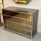 Commode verre Michel Pigneres  laiton et chrome vers 1970