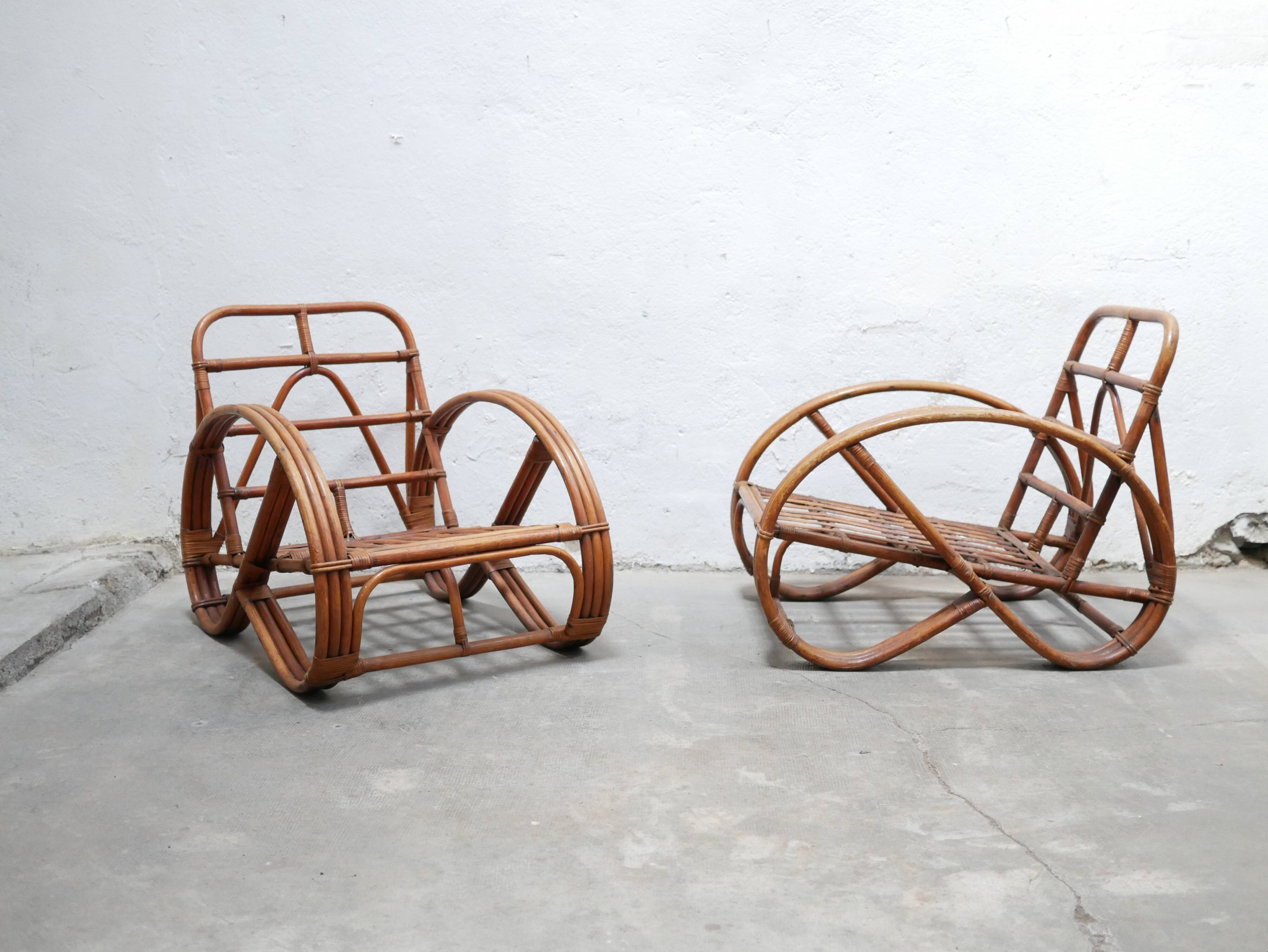 Vintage rattan pretzel armchair