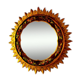 Golden wooden sun mirror, France, 1980, 70cm