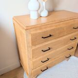 Vintage oak chest of drawers with splayed legs, restored