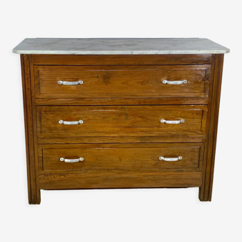 Art Deco style chest of drawers, 3 drawers, white marble