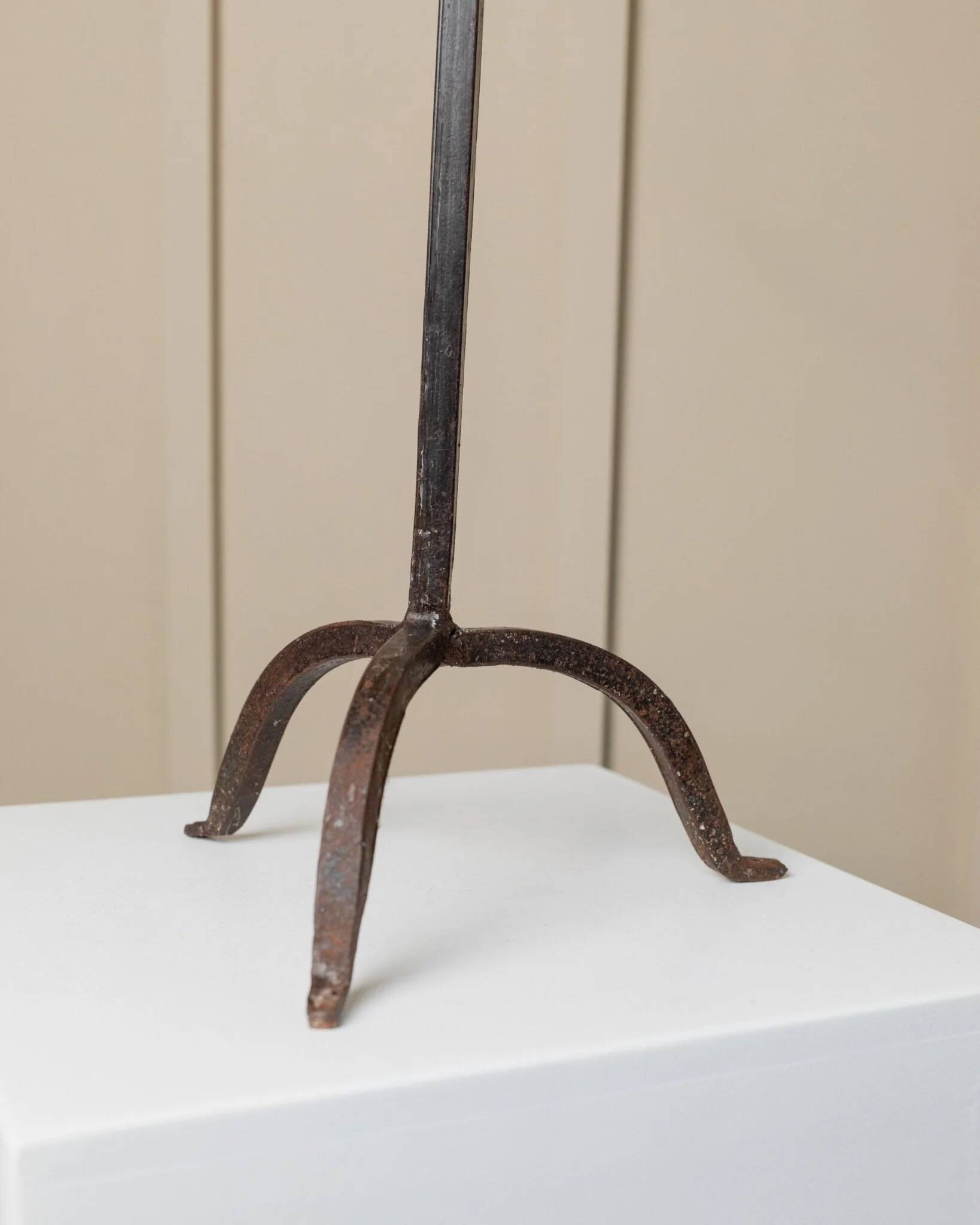 XXL Black Iron Brutalist Candlestick for 3 Candles - Handmade, Italy, 1960s