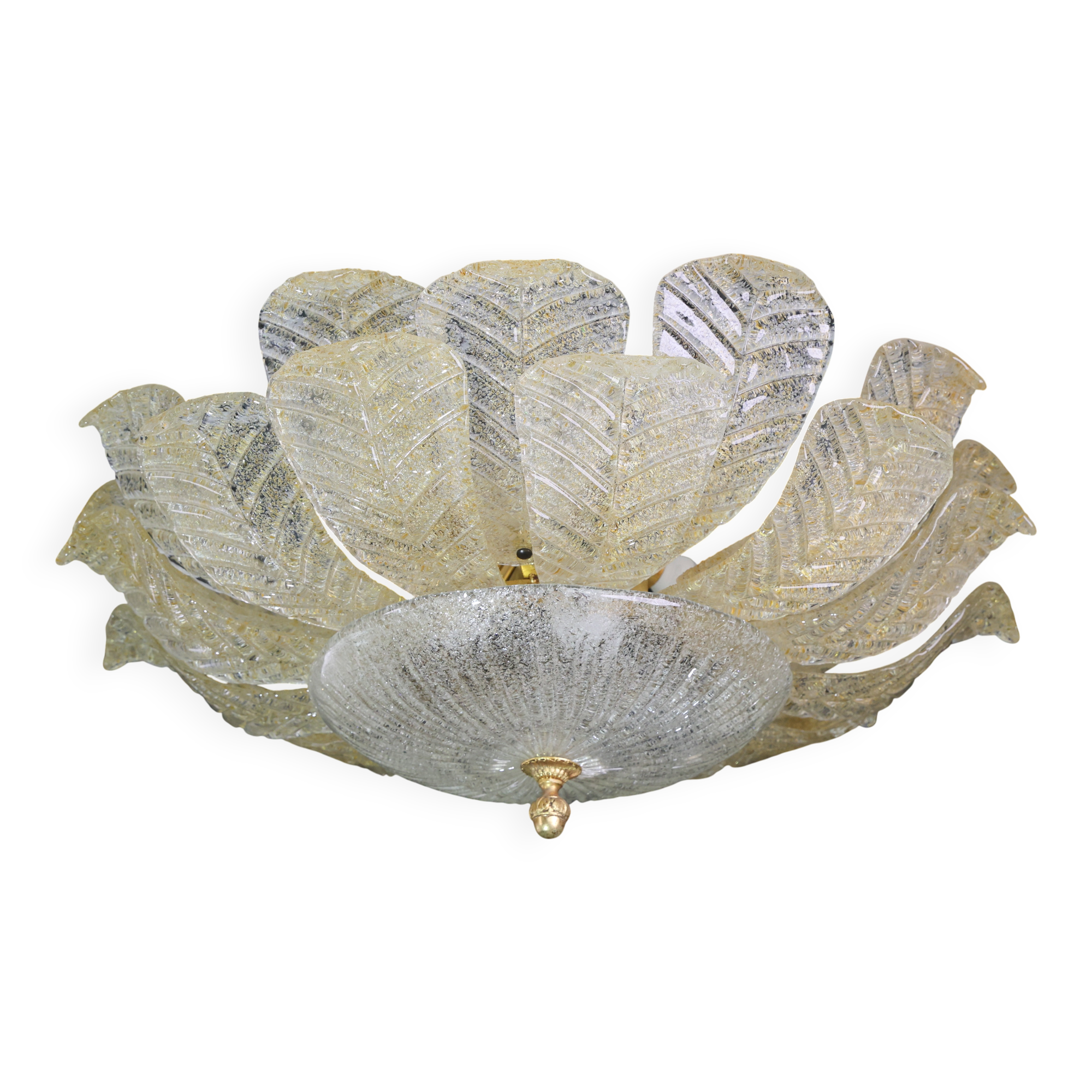 Dubai, Large Size Murano Glass Gold Flush Mount, 1970s