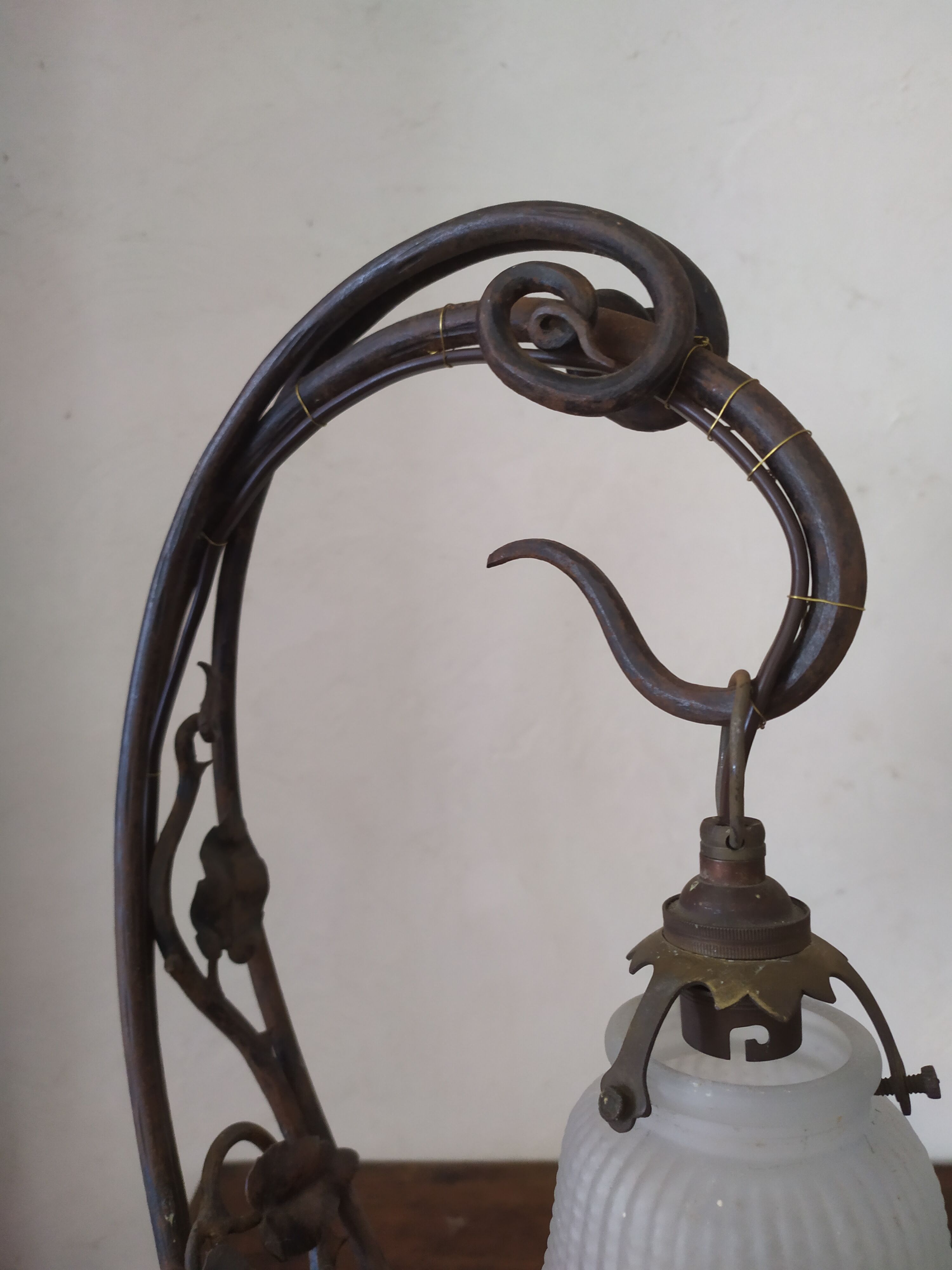 Art Nouveau wrought iron lamp