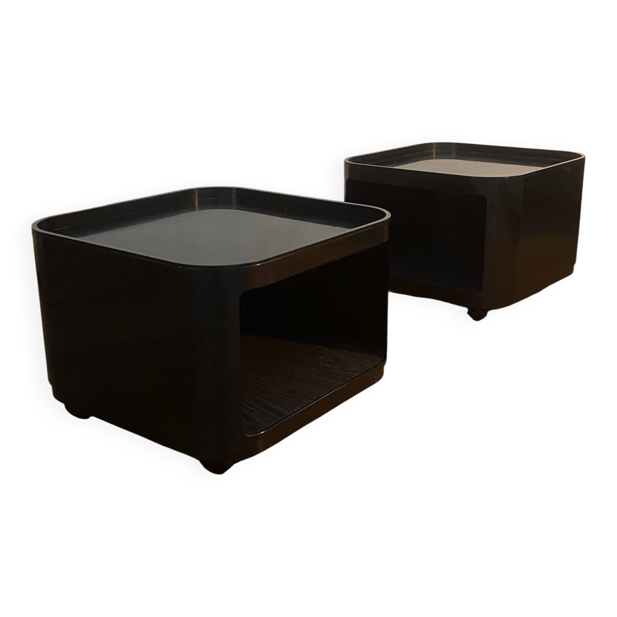 Anna Castelli pair of black Componibili night tables
