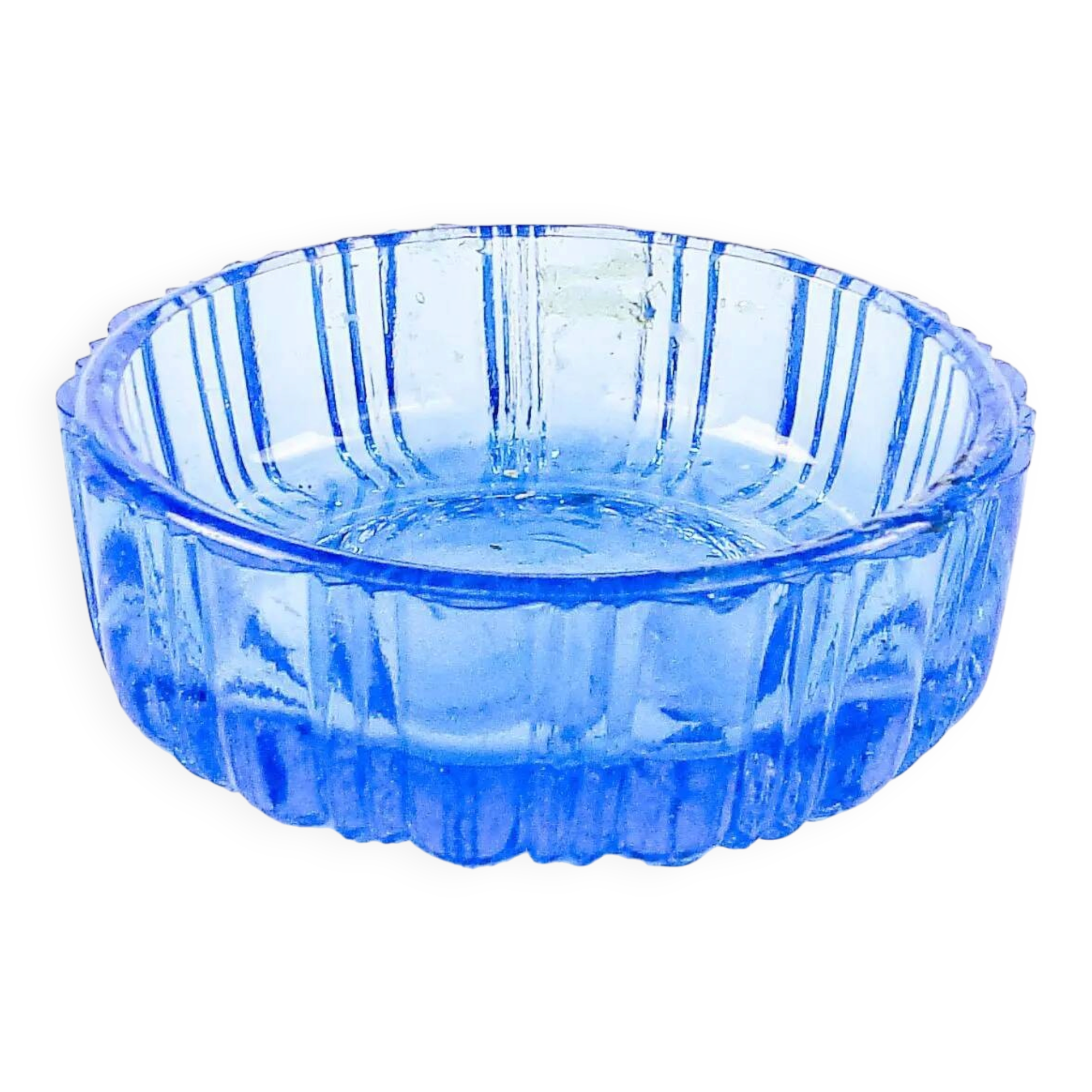Art Deco salt cellar, orange glass, Ząbkowice, Poland, 1930s