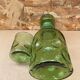 Old Orangeade Carafe Service + 6 Green Molded Glass Glasses 1970 Vintage