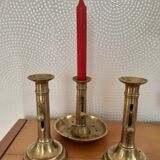 Set of 3 old candle holders with pushers