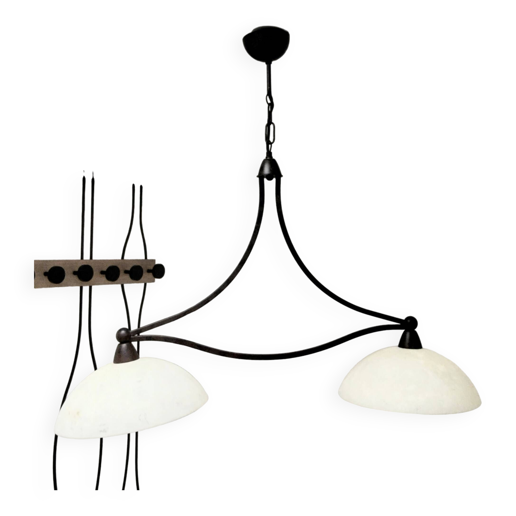Billiard pendant light with double opaline lampshade