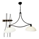 Billiard pendant light with double opaline lampshade