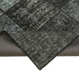 Hand-Knotted Oriental Overdyed 171 cm x 246 cm Black Patchwork Carpet